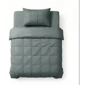 Sleeptime dekbedovertrek Check Pintuck - groen - Microvezel - 140x220