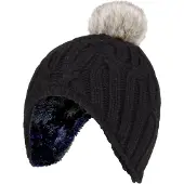 Heat Holder - Kabelgebreide Muts Voor Meisjes Met Pom Pom - Wolkengrijs