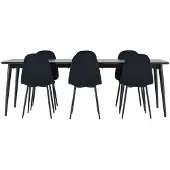 Ebuy24 Ellis eethoek tafel 85x230cm en 6 velours stoelen zwart.