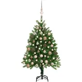 Prolenta Maison Exclusive - Kunstkerstboom met verlichting en ballen, 120 cm, groen