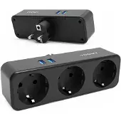 Voomy Split X3 - 2 USB-A &amp; 3 EU - Zwart