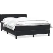vidaXL Boxspring met matras fluweel zwart 160x210 cm