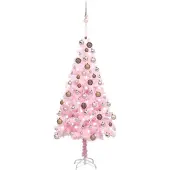 Prolenta Maison Exclusive - Kunstkerstboom met verlichting en ballen, roze, 180 cm
