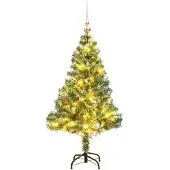 Syfax Kunstkerstboom met 150 LED's kerstballen en sneeuw 120 cm