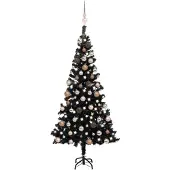 Syfax Kunstkerstboom met verlichting en kerstballen 120 cm PVC zwart
