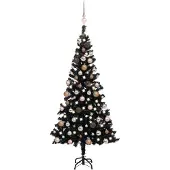Prolenta Maison Exclusive - Kunstkerstboom, verlichting en ballen, zwart, 150 cm