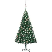 Prolenta Maison Exclusive - Kunstkerstboom met verlichting en ballen, groen, 150 cm