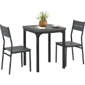 HOMCOM Eettafelset-MDF, Metaal-60L x 60B x 76H cm-Grijs