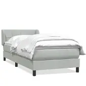 vidaXL Boxspring met matras fluweel lichtgrijs 80x210 cm
