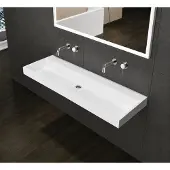 Lambini Designs Vicenza wastafel solid surface 120cm enkel zonder kraangaten wit mat