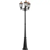 QAZQA Klassieke buitenlantaarn zwart met koper 220cm 3-lichts IP44 - Havana