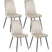 Beliani KIRBY - Eetkamerstoel set van 4 - Beige- Fluweel