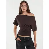 Hiccups for Kids Asymmetrische Hals Zachte Viscose Brei Top