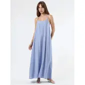 Busem Lange Mouw U-Hals Midi Jurk