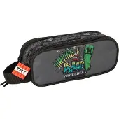 Safta Dubbele Minecraft Graffiti Etui, Grijs, Uni, Grijs, One Size