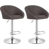 CLP Set van 2 barkrukken Miami V2, bekleed met stof, draaibaar en met hoogteverstelling | Kleur: donkergrijs, frame: chroom