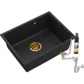 Granitan Granitische Spoelbak Manado60 met Gouden Sifon - Compleet Set