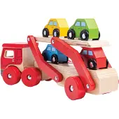 Bigjigs Toys dřevěné hračky - Kamion s auty,BJ797
