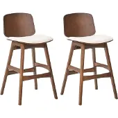 Beliani CHARLESTON - Set van 2 barstoelen - Bruin/Lichtbeige - Rubberhout
