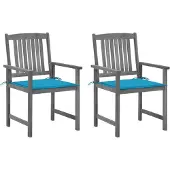 vidaXL Tuinstoelen 2 st met kussens massief acaciahout grijs