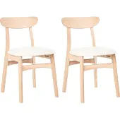 Beliani DOYLE - Set van 2 eetkamerstoelen - Lichtbruin/Lichtbeige - Rubberhout