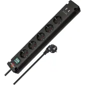 Brennenstuhl Bremounta 5-weg + USB zwart *EN* 3m H05VV-F3G1.5