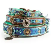 Dwam Halsband Boho Juan - Hondenhalsband - Blauw&Turquoise 27-33x2.5 Cm