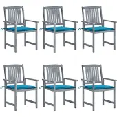 vidaXL Tuinstoelen 6 st met kussens massief acaciahout grijs
