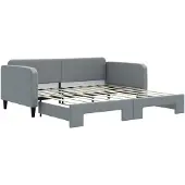 vidaXL Slaapbank met onderschuifbed 100x190 cm stof lichtgrijs