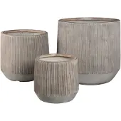 Ptmd Olav Light Brown Fiber Cement Pot Set Of 3 Low