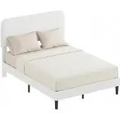 HOMCOM Bed Frame-Teddy-fleece, metaal-205L x 151B x 117H cm-Wit