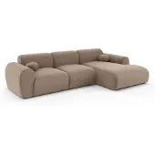 Lizzely Garden & Living Hoekbank Neva 300cm bruin chenille bank rechts loungebank hoeksalon
