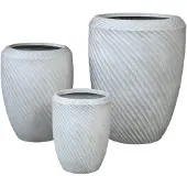 Ptmd Nikol Beige GRC Wave Pattern Pot Round High SV3