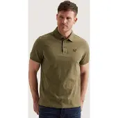 PME Legend Shirt 'Polo shirt in jersey with allover jacquard pattern' olijfgroen