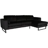 Lizzely Garden & Living Hoekbank Tavero zwart velvet bank 280cm rechts loungebank hoeksalon
