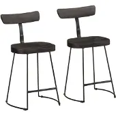 vidaXL Barkruk, 2 stuks, zwart, 49x43x79 cm, mango massiefhout