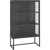 vidaXL Hoge kast 80x35x135 cm staal en gehard glas antracietkleurig