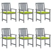 vidaXL Tuinstoelen 6 st met kussens massief acaciahout grijs