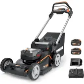 WORX WG749E, kantelmaaier, 46 cm breed, snijhoogte instelbaar van 2 tot 8 cm, opvangbak van 55 liter, werkt op accu