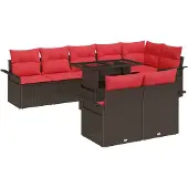 vidaXL Tuinbank Set 9 st Bruin Poly rattan