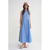 MixRay Geknoopte Tippet Kraag Maxi Jurk