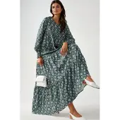 Hiccups for Kids Geprinte Crew Neck Viscose Maxi Jurk