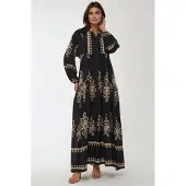 Hiccups for Kids Geprinte Lange Mouw Viscose Maxi Jurk