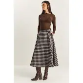 Bianco Hoge Taille Midi Rok