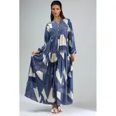 Hiccups for Kids Geprinte Lange Mouwen Viscose Maxi Jurk