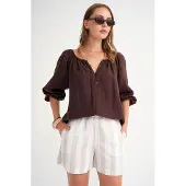 MixRay Geknoopte Mousseline Blouse