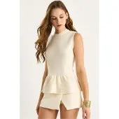 Bianco Textured Knitwear Trui met Ronde Hals