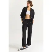 Bianco Aangesloten Lange Mouwen Jacket en Flared Broeken Set