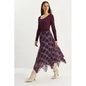 Bianco Gestreepte Geruite Midi Rok