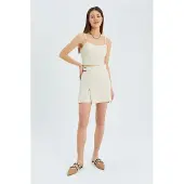 MixRay Belted Hoge Taille Wrap Front Shorts met Splitdetail
